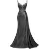 image:imageMermaid Satin Prom Dresses 2026 Sequin Beaded Formal Dresses Corset Evening Gowns with Slit TailBlack