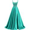 image:imagehomdor Beaded Satin Prom Dresses 2026 A Line Formal Dresses for Women Lace Applique Corset Evening GownAqua