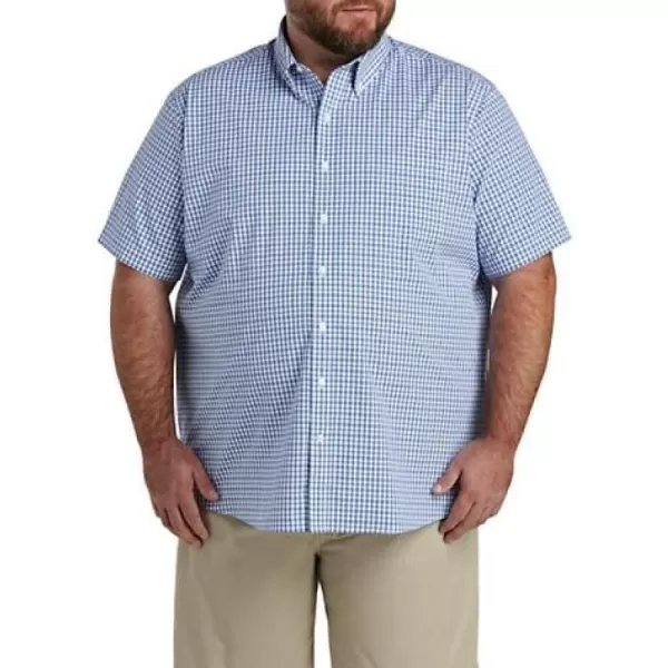 DXL Big + Tall Essentials Men's Big and Tall Plaid Poplin Short-Sleeve Sport Shirt