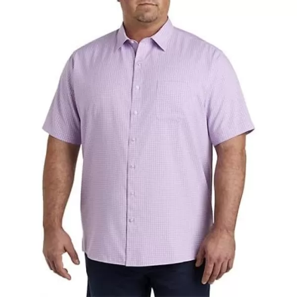 DXL Synrgy Men's Big and Tall Small Plaid Microfiber Sport Shirt Purple White 1XLT