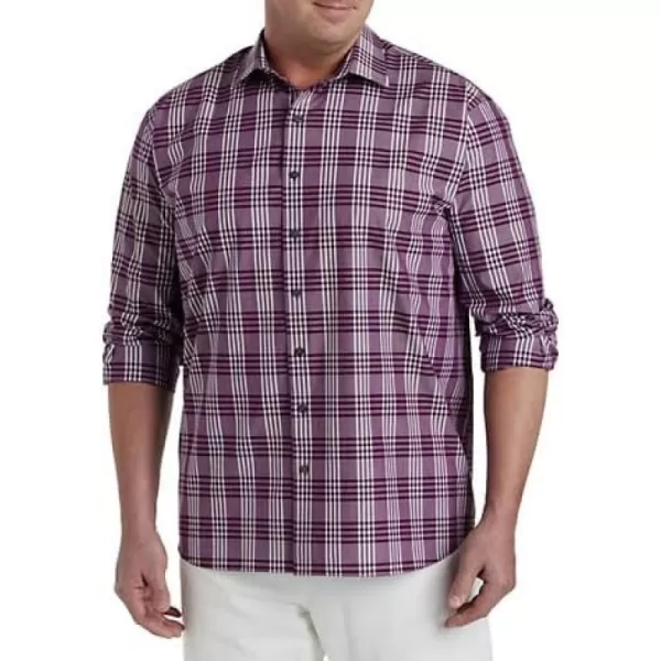 DXL Synrgy Men's Big and Tall Large Plaid Sport Shirt Purple White 6XLT