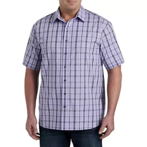 DXL Synrgy Men's Big and Tall Large Plaid Sport Shirt Purple Navy 2XLT