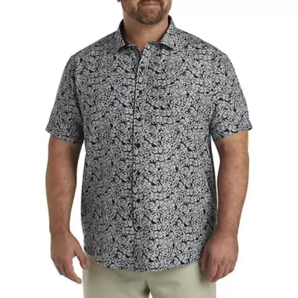 DXL Synrgy Men's Big and Tall Leaf Print Microfiber Sport Shirt