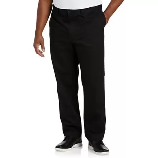 imageDXL Big  Tall Essentials Mens Big and Tall FlatFront Twill PantsBlack