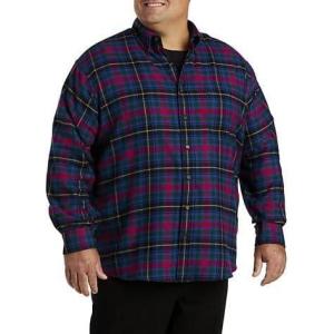 imageDXL Big  Tall Essentials Mens Big and Tall Plaid Flannel Sport ShirtGreen Plaid