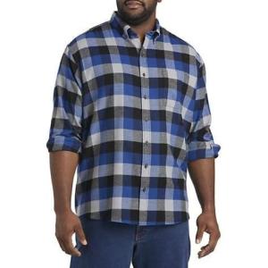 imageDXL Big  Tall Essentials Mens Big and Tall Plaid Flannel Sport ShirtNavy Plaid