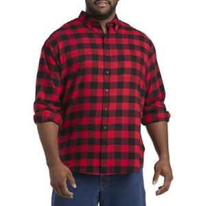 imageDXL Big  Tall Essentials Mens Big and Tall Plaid Flannel Sport ShirtRed Black Plaid