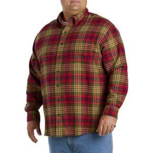 imageDXL Big  Tall Essentials Mens Big and Tall Plaid Flannel Sport ShirtRed Olive Plaid