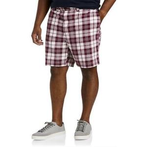 imageDXL Big  Tall Essentials Mens Big and Tall Plaid ShortsBurgundy Multi