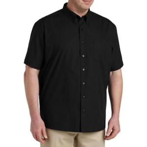 imageDXL Big  Tall Essentials Mens Big and Tall Poplin ShortSleeve Sport ShirtBlack