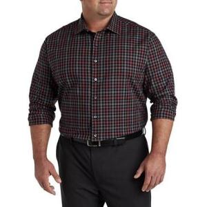 imageDXL Synrgy Mens Big and Tall Check Sport ShirtBlack Grey