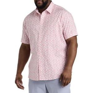 imageDXL Synrgy Mens Big and Tall Leaf Print Sport Shirt White PinkWhite Pink