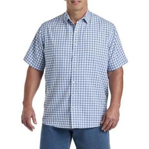 imageDXL Synrgy Mens Big and Tall Microfiber Small Plaid Sport Shirt Blue MultiBlue Multi