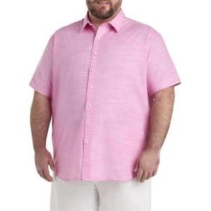 imageDXL Synrgy Mens Big and Tall Small Plaid Sport Shirt Pink WhitePink White