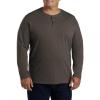 imageDXL Big  Tall Essentials Mens Big and Tall LongSleeve Henley ShirtBrown