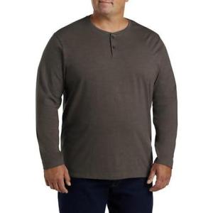 imageDXL Big  Tall Essentials Mens Big and Tall LongSleeve Henley ShirtBrown