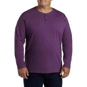 imageDXL Big  Tall Essentials Mens Big and Tall LongSleeve Henley ShirtPurple