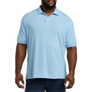 imageDXL Big  Tall Essentials Mens Big and Tall Piqu Mesh ShortSleeve Polo ShirtLight Blue