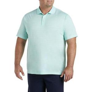 imageDXL Big  Tall Essentials Mens Big and Tall Striped Golf Polo ShirtAquaWhite