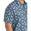 imageDXL Synrgy Mens Big and Tall Leaf Print Microfiber Sport Shirt Blue GreenBlue Green