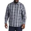 imageDXL Synrgy Mens Big and Tall Plaid Sport ShirtNavy Grey