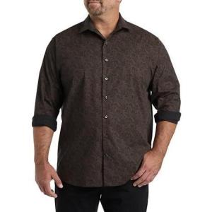 imageDXL Synrgy Mens Big and Tall Paisley Print Sport ShirtBlack Brown