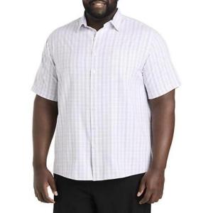 imageDXL Synrgy Mens Big and Tall Plaid Microfiber Sport Shirt White PurpleWhite Purple