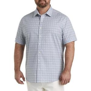 imageDXL Synrgy Mens Big and Tall Quatrefoil Pattern Sport Shirt White BlueWhite Blue