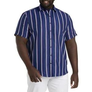 imageDXL Synrgy Mens Big and Tall Striped Microfiber Sport ShirtNavy Purple