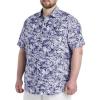 imageDXL Synrgy Mens Big and Tall Leaf Print Microfiber Sport Shirt Purple BlackPurple Black