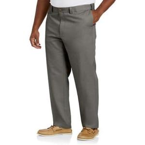 imageDXL Big  Tall Essentials Mens Big and Tall FlatFront Twill PantsGrey