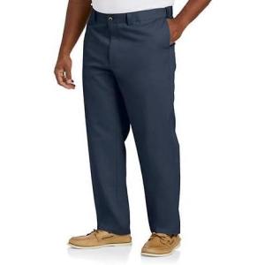 imageDXL Big  Tall Essentials Mens Big and Tall FlatFront Twill PantsNavy