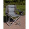 image1000lb Capacity HeavyDuty Portable Oversized Chair Collapsible Padded Arm Chair with Cup Holders and Lower Mesh Side Pocket Charcoal