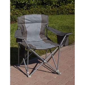 image1000lb Capacity HeavyDuty Portable Oversized Chair Collapsible Padded Arm Chair with Cup Holders and Lower Mesh Side Pocket Charcoal