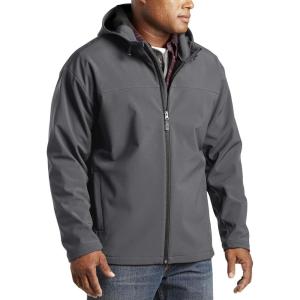 image:imageHarbor Bay by DXL Mens Big and Tall Hooded Bonded Fleece Jacket  Fleece Lined Interior and Smooth FullZip Outer ShellCharcoal Black
