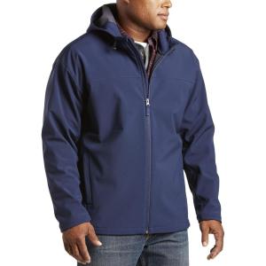 image:imageHarbor Bay by DXL Mens Big and Tall Hooded Bonded Fleece Jacket  Fleece Lined Interior and Smooth FullZip Outer ShellNavy Charcoal