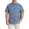 image:imageMicrofiber Abstract Wave Print Sport Shirt Navy 4XLT