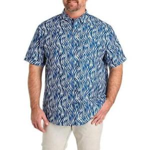 image:imageMicrofiber Abstract Wave Print Sport Shirt Navy 2XLT
