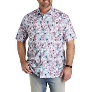 image:imageWatercolor Floral Sport Shirt White Blue Purple 2XLT