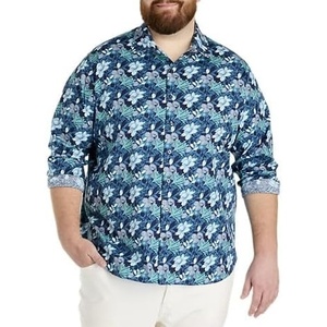 image:imageDXL Mens Big and Tall Floral Print Sport ShirtBlue