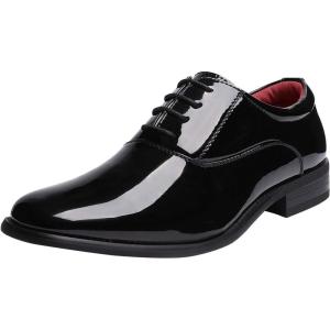imageBruno Marc Mens Faux Patent Leather Tuxedo Derby Dress Shoes Classic Laceup Formal OxfordBlack