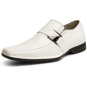 imageBruno Marc Mens Giorgio Leather Lined Dress Loafers ShoesWhite Pu