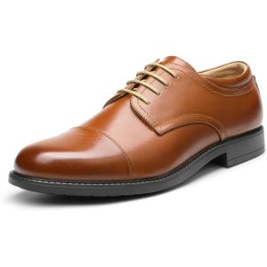 imageBruno Marc Mens Dress Oxford Shoes Classic Lace Up Formal Cap Toe ShoesBrown