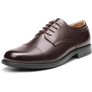 imageBruno Marc Mens Dress Oxford Shoes Classic Lace Up Formal Cap Toe ShoesDark Brown