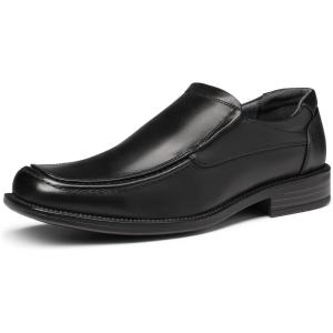 imageBruno Marc Mens Goldman02 Slip on Leather Lined Square Toe Dress Loafers Shoes for Casual Weekend Formal WorkBlack