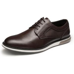 imageBruno Marc Mens Plain Toe Oxford Shoes Business Formal Derby Dress SneakersDark Brown