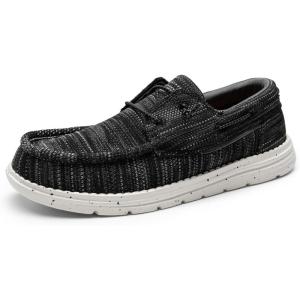 imageBruno Marc Mens Slipon Canvas Loafers Casual Boat ShoesBlackGrey