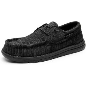 imageBruno Marc Mens Slipon Canvas Loafers Casual Boat ShoesCarbon Black
