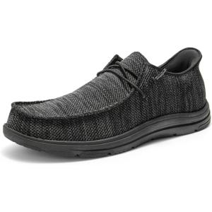 imageBruno Marc Hands Free Mens Casual Loafers Mens Stretch Lace Up Slip On Shoes Arch Support Non Slip Barefoot Shoes for Men Comfortable ampamp LightWeightAll Black