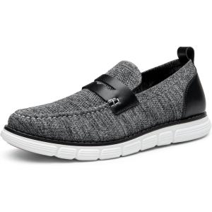 imageBruno Marc Mens Casual Dress Shoes Slipon Lightweight Penny LoafersBlackGrey